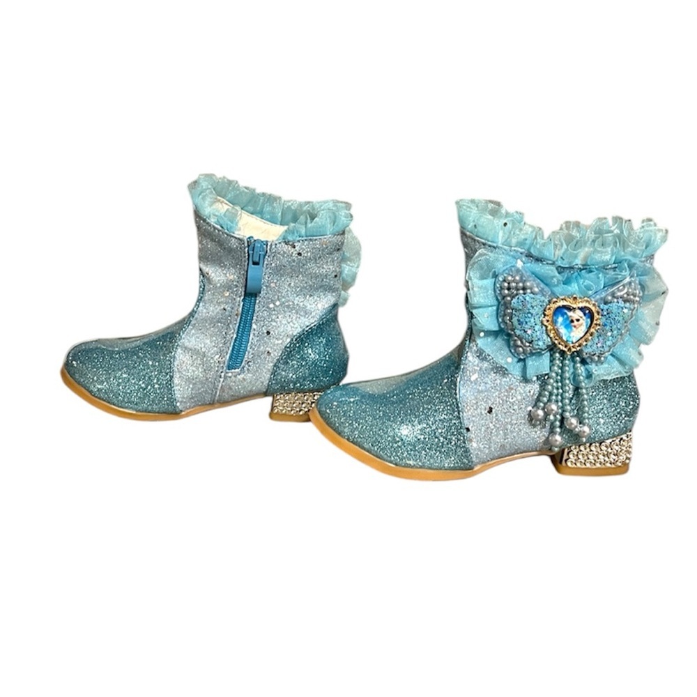 Little Girls Elsa Sparkly Boots-Blue-Size 28 (US size 11)